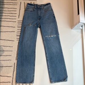 Never worn Women’s A&F Distressed Blue Jeans